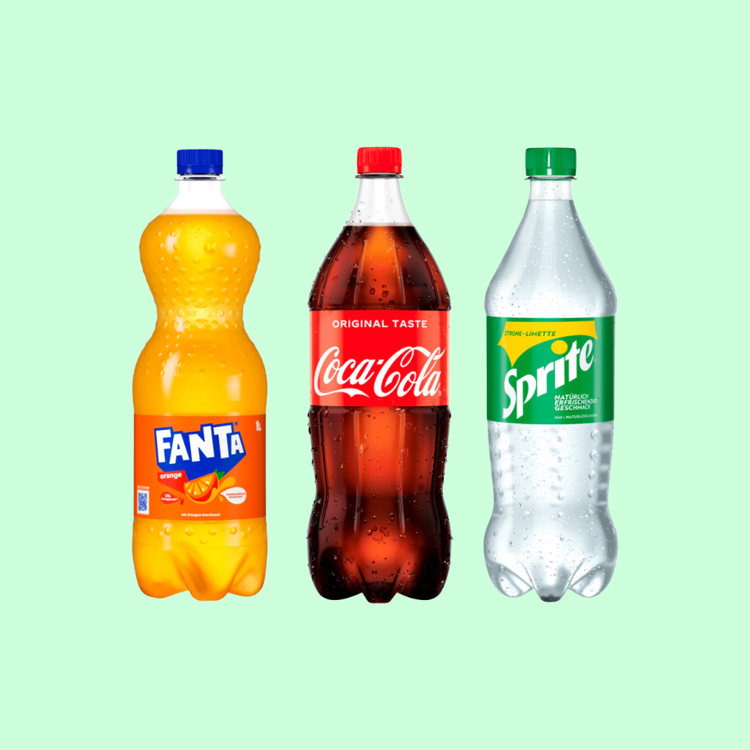 Softdrinks Cola, Sprite, Fanta